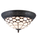 Clayre & Eef | Plafondlamp Tiffany Wit, Bruin ø 38x19 cm E14/max 2x40W | 5LL-5891 Clayre & Eef | Plafondlamp Tiffany Wit, Bruin ø 38x19 cm E14/max 2x40W | 5LL-5891
