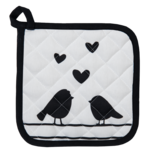 Clayre & Eef   | Pannenlap Wit, Zwart 20x20 cm | LBS45