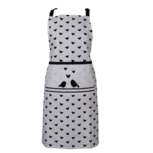 Clayre & Eef   | Keukenschort Wit, Zwart 70x85 cm | LBS41