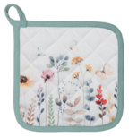 Clayre & Eef   | Pannenlap Wit, Groen 20x20 cm | FOB45