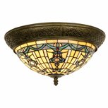 Clayre & Eef | Plafondlamp Tiffany Beige, Blauw ø 38x19 cm E14/max 2x40W | 5LL-5351 Clayre & Eef | Plafondlamp Tiffany Beige, Blauw ø 38x19 cm E14/max 2x40W | 5LL-5351