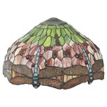 Clayre & Eef   | Lampenkap Tiffany Rood, Groen ø 42x24 cm | 5LL-9201