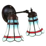 Clayre & Eef | Wandlamp Tiffany Blauw, Rood 30x23x23 cm E14/max 2x25W | 5LL-6213 Clayre & Eef | Wandlamp Tiffany Blauw, Rood 30x23x23 cm E14/max 2x25W | 5LL-6213
