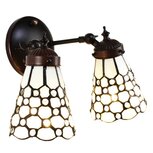 Clayre & Eef | Wandlamp Tiffany Wit, Bruin 30x23x23 cm E14/max 2x40W | 5LL-6214 Clayre & Eef | Wandlamp Tiffany Wit, Bruin 30x23x23 cm E14/max 2x40W | 5LL-6214