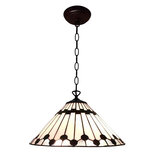 Clayre & Eef | Hanglamp Tiffany Wit, Bruin ø 40 cm E27/max 1x60W | 5LL-6176 Clayre & Eef | Hanglamp Tiffany Wit, Bruin ø 40 cm E27/max 1x60W | 5LL-6176