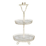 Clayre & Eef | Etagère 2 laags Wit ø 36x65 cm | 5Y0728 Clayre & Eef | Etagère 2 laags Wit ø 36x65 cm | 5Y0728