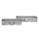 Clayre & Eef   | Planthouder Grijs set van 2 61x16x12 / 50x13x11 cm | 5Y1074