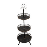 Clayre & Eef | Etagère 3 laags Zwart ø 34x95 cm | 5Y1113 Clayre & Eef | Etagère 3 laags Zwart ø 34x95 cm | 5Y1113
