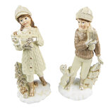 Clayre & Eef | Kerstdecoratie Beeld set van 2 Kinderen Beige 9x8x22 cm | 6PR4794 Clayre & Eef | Kerstdecoratie Beeld set van 2 Kinderen Beige 9x8x22 cm | 6PR4794
