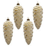 Clayre & Eef | Kerstballen Set van 4 Goudkleurig ø 8x18 cm | 6GL3303 Clayre & Eef | Kerstballen Set van 4 Goudkleurig ø 8x18 cm | 6GL3303