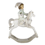 Clayre & Eef | Kerstdecoratie Beeld Hobbelpaard Beige, Groen 19x8x26 cm | 6PR4792 Clayre & Eef | Kerstdecoratie Beeld Hobbelpaard Beige, Groen 19x8x26 cm | 6PR4792