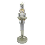 Clayre & Eef | Kerstdecoratie Beeld Notenkraker Zilverkleurig Wit 14x11x40 cm | 6PR4827 Clayre & Eef | Kerstdecoratie Beeld Notenkraker Zilverkleurig Wit 14x11x40 cm | 6PR4827