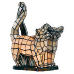 Clayre & Eef | Tiffany Tafellamp Katten Beige, Grijs 27x18x35 cm E14/max 1x40W | 5LL-1187 Clayre & Eef | Tiffany Tafellamp Katten Beige, Grijs 27x18x35 cm E14/max 1x40W | 5LL-1187