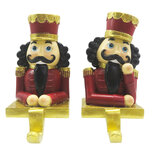 Clayre & Eef | Haak Kerstsok Notenkraker set van 2 Rood Goudkleurig 7x6x12 cm | 6PR4858 Clayre & Eef | Haak Kerstsok Notenkraker set van 2 Rood Goudkleurig 7x6x12 cm | 6PR4858