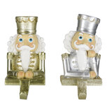 Clayre & Eef | Haak Kerstsok Notenkraker set van 2 Goudkleurig, Zilverkleurig 7x6x12 cm | 6PR4860 Clayre & Eef | Haak Kerstsok Notenkraker set van 2 Goudkleurig, Zilverkleurig 7x6x12 cm | 6PR4860