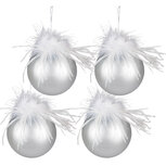 Clayre & Eef | Kerstbal Zilverkleurig, Wit set 4 ø 10x10 cm | 6GL3939 Clayre & Eef | Kerstbal Zilverkleurig, Wit set 4 ø 10x10 cm | 6GL3939