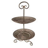 Clayre & Eef | Etagère 2 laags Grijs, Groen ø 28x53 cm | 6Y4847 Clayre & Eef | Etagère 2 laags Grijs, Groen ø 28x53 cm | 6Y4847