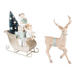 Clayre & Eef | Kerstdecoratie Beeld Slee Beige Groen LED 36x10x26 cm / 2xAAA | 6PR3779 Clayre & Eef | Kerstdecoratie Beeld Slee Beige Groen LED 36x10x26 cm / 2xAAA | 6PR3779