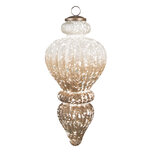 Clayre & Eef | Kerstbal XL Bruin, Wit ø 12x25 cm | 6GL3773 Clayre & Eef | Kerstbal XL Bruin, Wit ø 12x25 cm | 6GL3773
