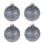 Clayre & Eef | Kerstballen set van 4 Blauw ø 8x8 cm | 6GL4108 Clayre & Eef | Kerstballen set van 4 Blauw ø 8x8 cm | 6GL4108