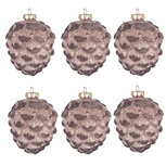 Clayre & Eef | Kerstballen set van 6 Dennenappel Roze ø 8x10 cm | 6GL4121 Clayre & Eef | Kerstballen set van 6 Dennenappel Roze ø 8x10 cm | 6GL4121