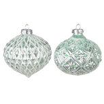 Clayre & Eef | Kerstballen set van 2 Groen Zilverkleurig ø 10x10 cm | 6GL4128 Clayre & Eef | Kerstballen set van 2 Groen Zilverkleurig ø 10x10 cm | 6GL4128
