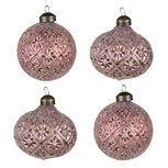 Clayre & Eef | Kerstballen set van 4 Rood ø 8x8 cm | 6GL4141 Clayre & Eef | Kerstballen set van 4 Rood ø 8x8 cm | 6GL4141