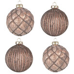 Clayre & Eef | Kerstballen set van 4 bruin ø 8x8 cm | 6GL4144 Clayre & Eef | Kerstballen set van 4 bruin ø 8x8 cm | 6GL4144