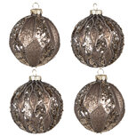 Clayre & Eef | Kerstballen set van 4 Bruin ø 8x8 cm | 6GL4150 Clayre & Eef | Kerstballen set van 4 Bruin ø 8x8 cm | 6GL4150