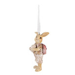 Clayre & Eef | Decoratie Hanger Konijn Roze Bruin 4x4x11 cm | 6PR3841 Clayre & Eef | Decoratie Hanger Konijn Roze Bruin 4x4x11 cm | 6PR3841
