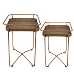 Clayre & Eef | Bijzettafel Set van 2 Goudkleurig 38x38x53 / 28x28x39 cm | 6Y4975 Clayre & Eef | Bijzettafel Set van 2 Goudkleurig 38x38x53 / 28x28x39 cm | 6Y4975