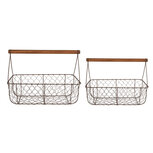 Clayre & Eef   | Manden (set van 2) Bruin 36x17x12/27 / 32x15x10/22 cm | 6Y5259