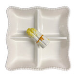 Vierkant viervaks schaal asperges wit geel 25 x 25 cm sausjes ei | AL06 | Piccobella Vierkant viervaks schaal asperges wit geel 25 x 25 cm sausjes ei | AL06 | Piccobella