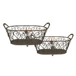 Clayre & Eef | Opbergmanden Set van 2 Groen, Bruin 60x30x26 / 49x23x22 cm | 5Y1048 Clayre & Eef | Opbergmanden Set van 2 Groen, Bruin 60x30x26 / 49x23x22 cm | 5Y1048
