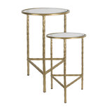 Clayre & Eef | Bijzettafel Set van 2 Goudkleurig ø 35x55 / ø 30x45 cm | 6Y5244 Clayre & Eef | Bijzettafel Set van 2 Goudkleurig ø 35x55 / ø 30x45 cm | 6Y5244