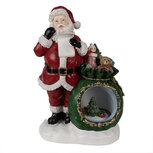 Clayre & Eef | Kerstdecoratie Kerstman met sneeuwbol LED Rood, Wit, Groen 26x16x36 cm | 6PR3925 Clayre & Eef | Kerstdecoratie Kerstman met sneeuwbol LED Rood, Wit, Groen 26x16x36 cm | 6PR3925