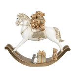 Clayre & Eef | Decoratie Hobbelpaard Wit Goudkleurig 18x4x15 cm | 6PR4921 Clayre & Eef | Decoratie Hobbelpaard Wit Goudkleurig 18x4x15 cm | 6PR4921