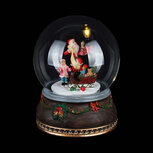 Dekoratief | Muziekdoos 'Santa with Kids', glas/resina, 12x12x16cm + adapter | A205749 Dekoratief | Muziekdoos 'Santa with Kids', glas/resina, 12x12x16cm + adapter | A205749