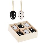 Dekoratief | Box 6 eieren, pvc, zwart/wit, 13x13x5cm | A210564 Dekoratief | Box 6 eieren, pvc, zwart/wit, 13x13x5cm | A210564