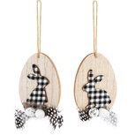 Dekoratief | Hanger m/bunny, naturel/zwart/wit, hout, 12x8x1cm, set van 2 stuks | A220026 Dekoratief | Hanger m/bunny, naturel/zwart/wit, hout, 12x8x1cm, set van 2 stuks | A220026
