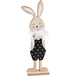 Dekoratief | Deco bunny zwart/naturel, hout, 12x40cm | A220186 Dekoratief | Deco bunny zwart/naturel, hout, 12x40cm | A220186