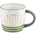 Dekoratief | Mok 'Beste Meester', wit/groen, keramiek, 13x9x10cm | A220339