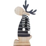 Dekoratief | Deco rendier m/sjaal, zwart/wit/naturel, hout, 32x16x6cm | A225162 Dekoratief | Deco rendier m/sjaal, zwart/wit/naturel, hout, 32x16x6cm | A225162