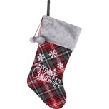Dekoratief | Kerstkous 'Merry Christmas', rood/zwart, textiel, 24x46cm | A225474 Dekoratief | Kerstkous 'Merry Christmas', rood/zwart, textiel, 24x46cm | A225474