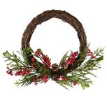 Dekoratief | Krans m/besjes/dennenappels, groen/rood/naturel, 46x61x11cm | A225492 Dekoratief | Krans m/besjes/dennenappels, groen/rood/naturel, 46x61x11cm | A225492