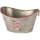 Dekoratief | Bakje ovaal 'Merry Christmas', girjs/rood, metaal, 26x19x11cm | A225754 Dekoratief | Bakje ovaal 'Merry Christmas', girjs/rood, metaal, 26x19x11cm | A225754