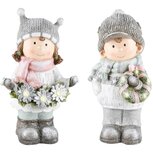 Dekoratief | Winterkindje m/krans, resina, LED, 16x13x30cm, set van 2 stuks | A225780 Dekoratief | Winterkindje m/krans, resina, LED, 16x13x30cm, set van 2 stuks | A225780