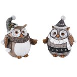 Dekoratief | Uiltje 'Troy', bruin/wit, resina, 12x8x15cm, set van 2 stuks | A225918 Dekoratief | Uiltje 'Troy', bruin/wit, resina, 12x8x15cm, set van 2 stuks | A225918