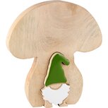 Dekoratief | Paddenstoel m/gnoom puzzel, nat./groen, hout, 21x19x3cm | A228078