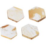 Dekoratief | Set 4 coaster 'Marbled', wit/goud, hout, 10x10x1cm | A228084 Dekoratief | Set 4 coaster 'Marbled', wit/goud, hout, 10x10x1cm | A228084